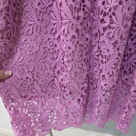 J.Crew Lavender Lace Dress Size 6 Scalloped V-Neck Zip Back Lined Cocktail - Picture 9 of 11